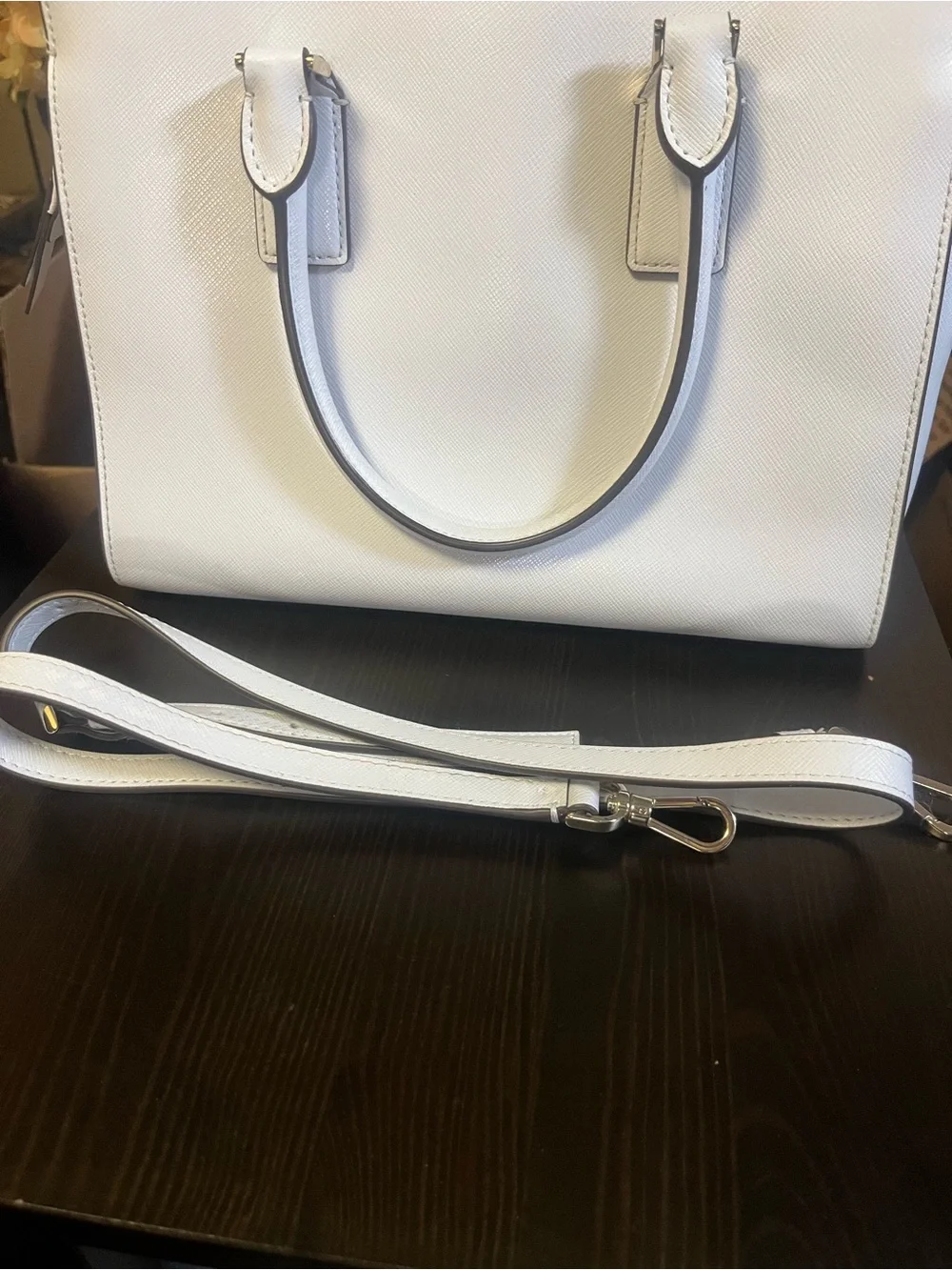 EUC Kate Spade Pale Lavender Saffiano Leather Structured Tote Bag